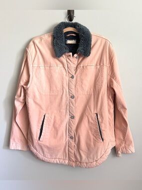 Pilcro Anthropologie Jacket Size Large Rose Pink Blue Sherpa Lined Gorpcore